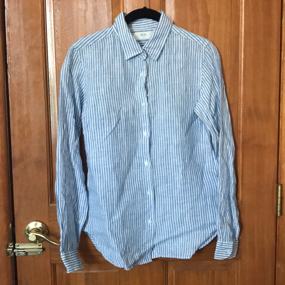 Uniqlo women’s linen patterned long sleeve shirt